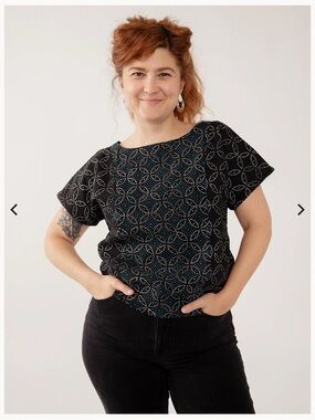Mata Traders Black Short Sleeve Tunic with Dotted Geometric Print